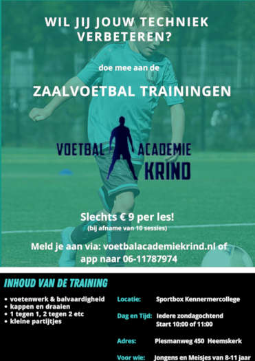 Voetbalacademie Krind l Flyer Zaalvoetbal training